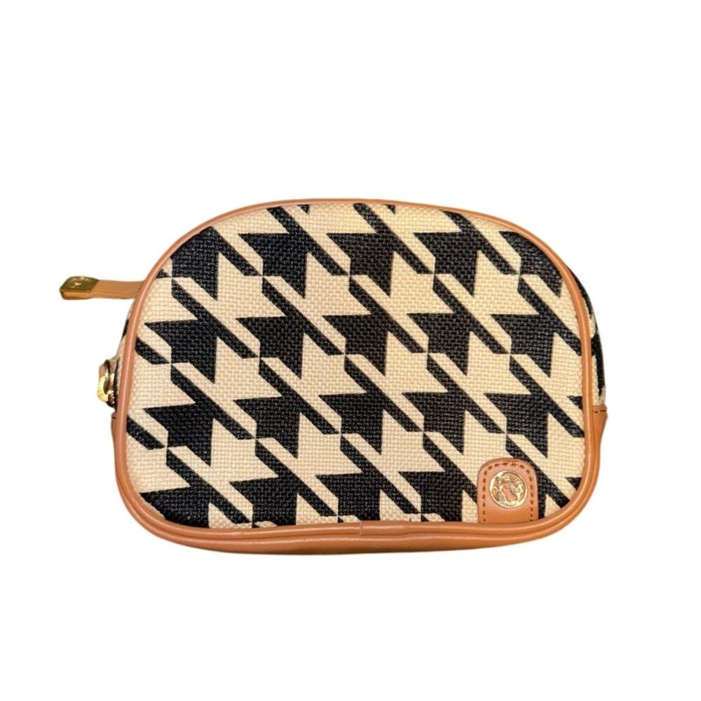 Spartina 449 Black and White Houndstooth Zip Cosmetic Bag